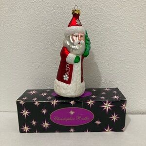 Christmas Ornament Hand Blown Santa Clause Mercury Glass Christmas